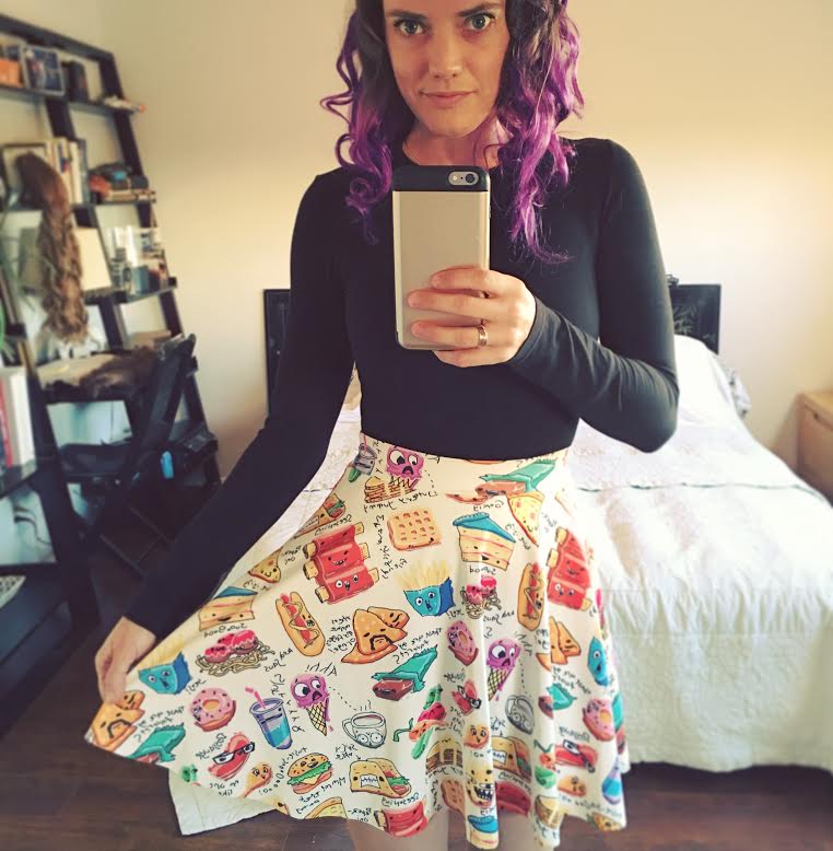 A skirt with food cartoons!